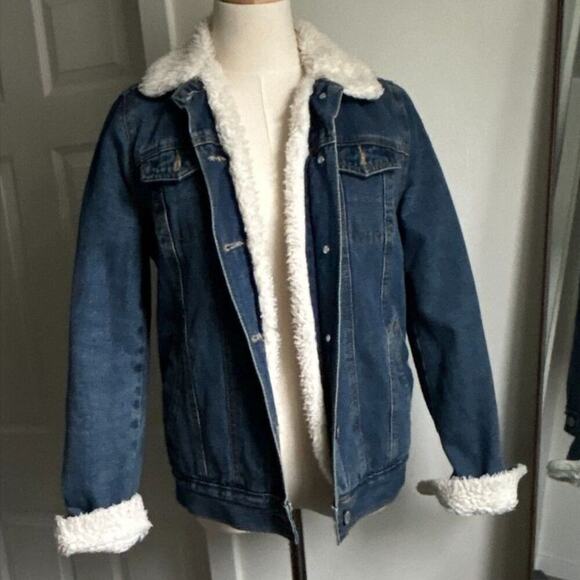 Denim&Co Jackets & Blazers - Vintage Denim Sherpa Lined Jacket Blue Western Style Coat Warm Winter, US 4